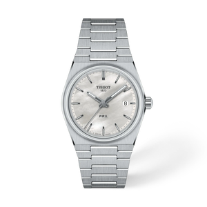 Front view of the watch Tissot PRX 35mm with shadow