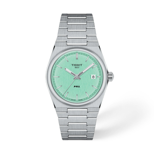 Front view of the watch Tissot PRX 35mm with shadow