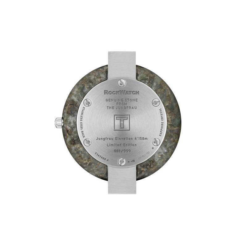 Vue arri&egrave;re du bo&icirc;tier de la montre Tissot Rockwatch 38mm