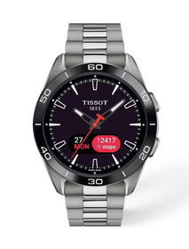 Front view of the watch Tissot T-Touch Connect Sport 43.75mm with shadow