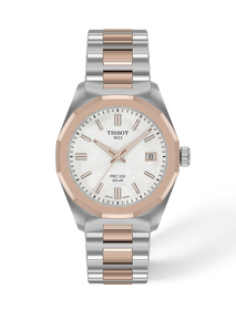 Front view of the watch Tissot PRC 100 Solar 34mm with shadow