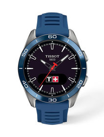 Front view of the watch Tissot T-Touch Connect Sport 43.75mm with shadow