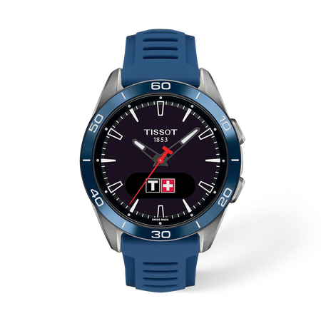 Front view of the watch Tissot T-Touch Connect Sport 43.75mm with shadow