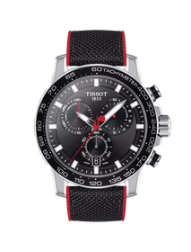 Front view of the watch Tissot Supersport Chrono Vuelta Special Edition with shadow