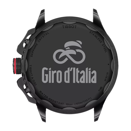Back view of the watch case Tissot T-Race Cycling Giro d'Italia  2022 Special Edition