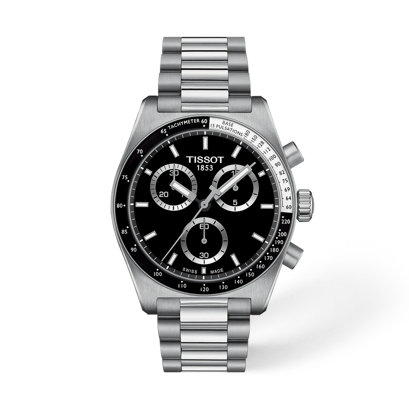 Front view of the watch Tissot PR516 40mm with shadow