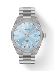 Front view of the watch Tissot PRC 100 Solar 39mm with shadow