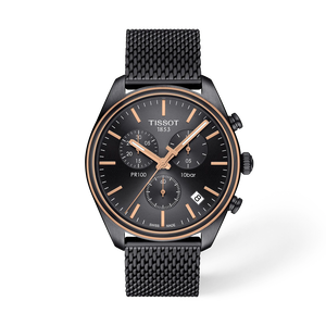 Front view of the watch Tissot PR 100 41mm with shadow