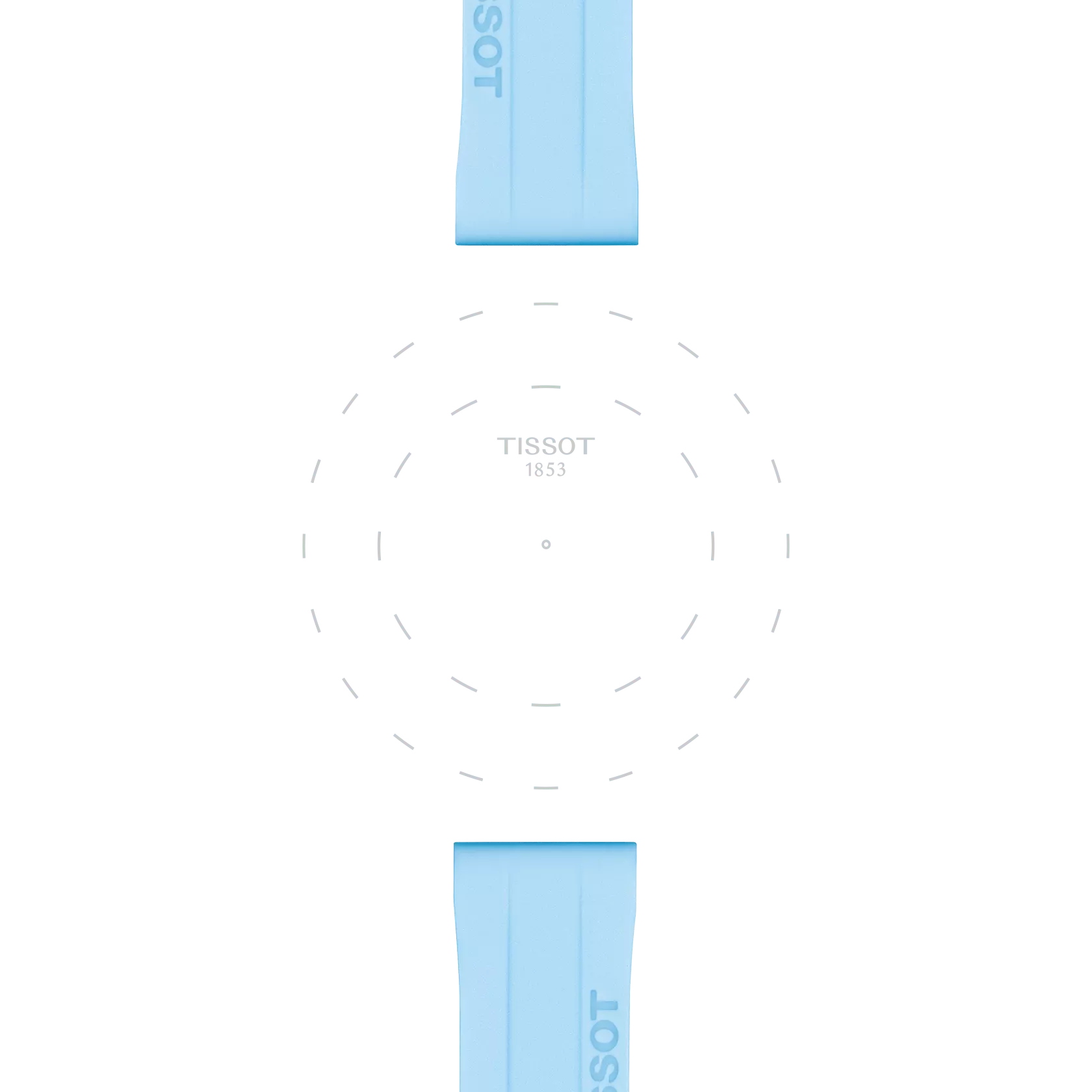 Focus on the lugs of Tissot Mavi Silikon Kayış Boynuz Aralığı 18 mm