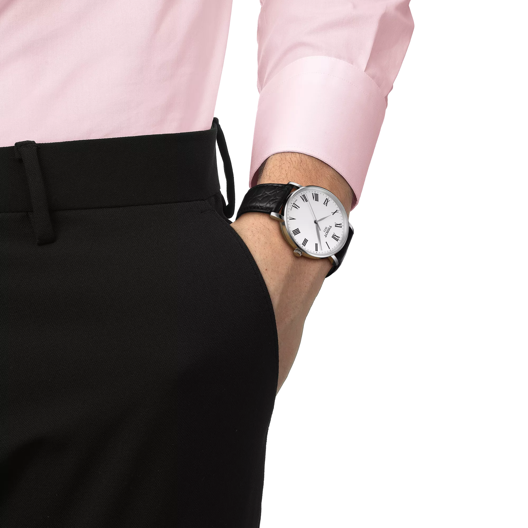 Simulation of the watch Tissot Everytime 40mm on a wrist