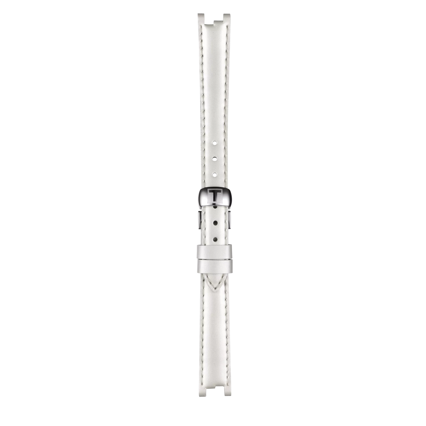 Vista frontal de Correa blanca de piel oficial Tissot 12 mm