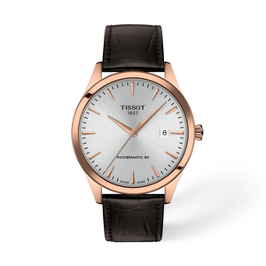 Front view of the watch Tissot Classic Dream 40mm with shadow