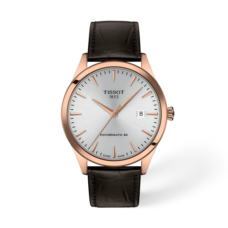 Front view of the watch Tissot Classic Dream 40mm with shadow