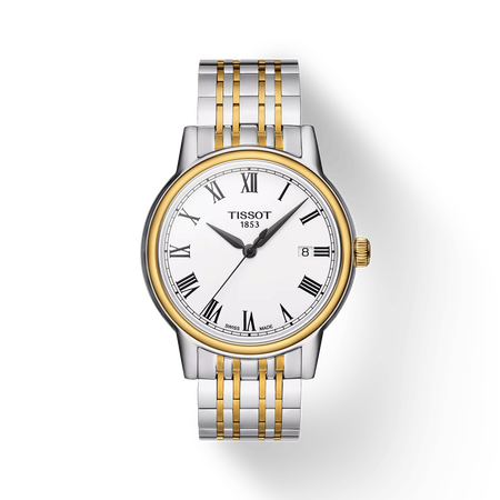 Front view of the watch Tissot Carson with shadow