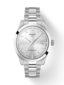 Vooraanzicht van het horloge Tissot Gentleman 38mm met schaduw