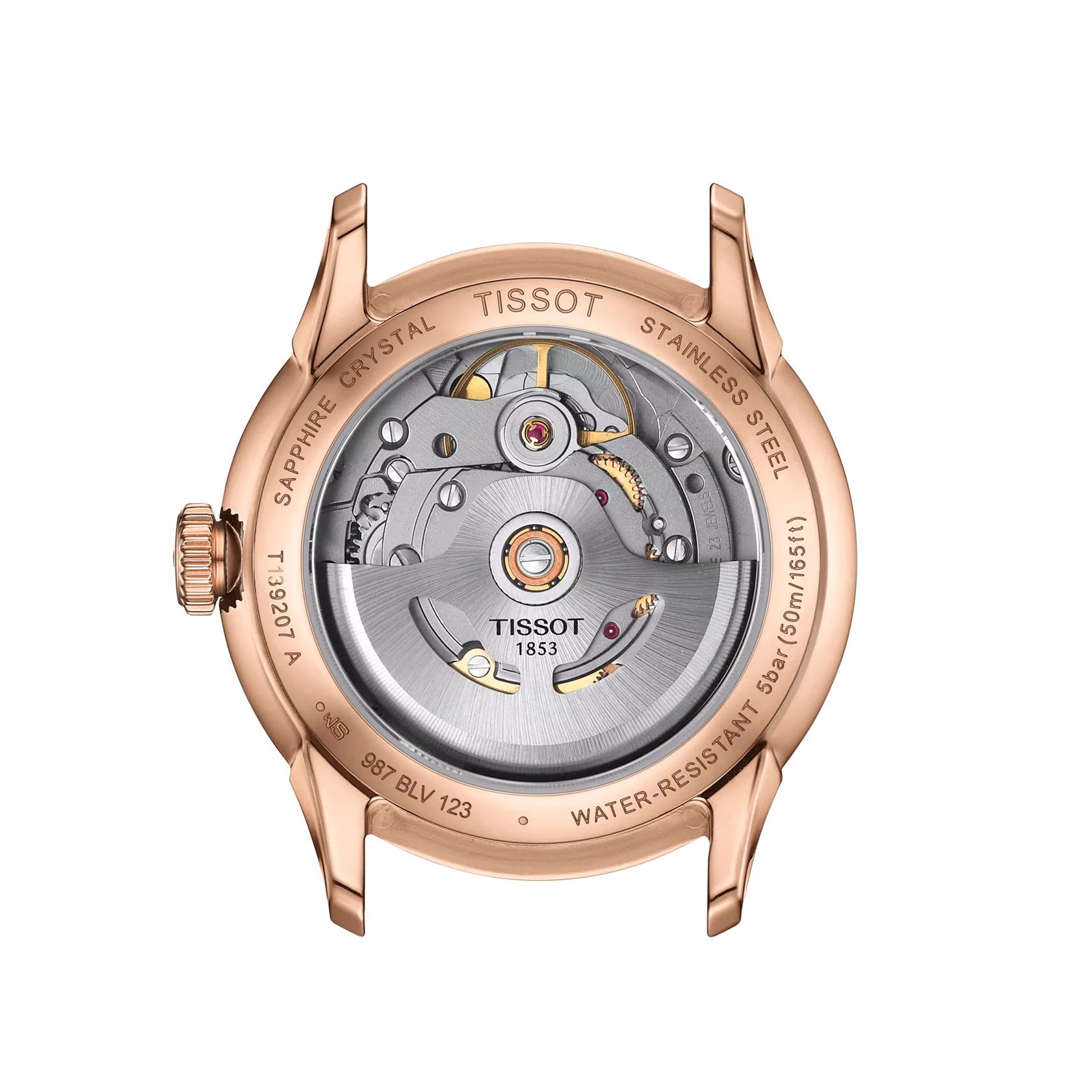 Back view of the watch case Tissot Chemin des Tourelles Powermatic 80 34 mm