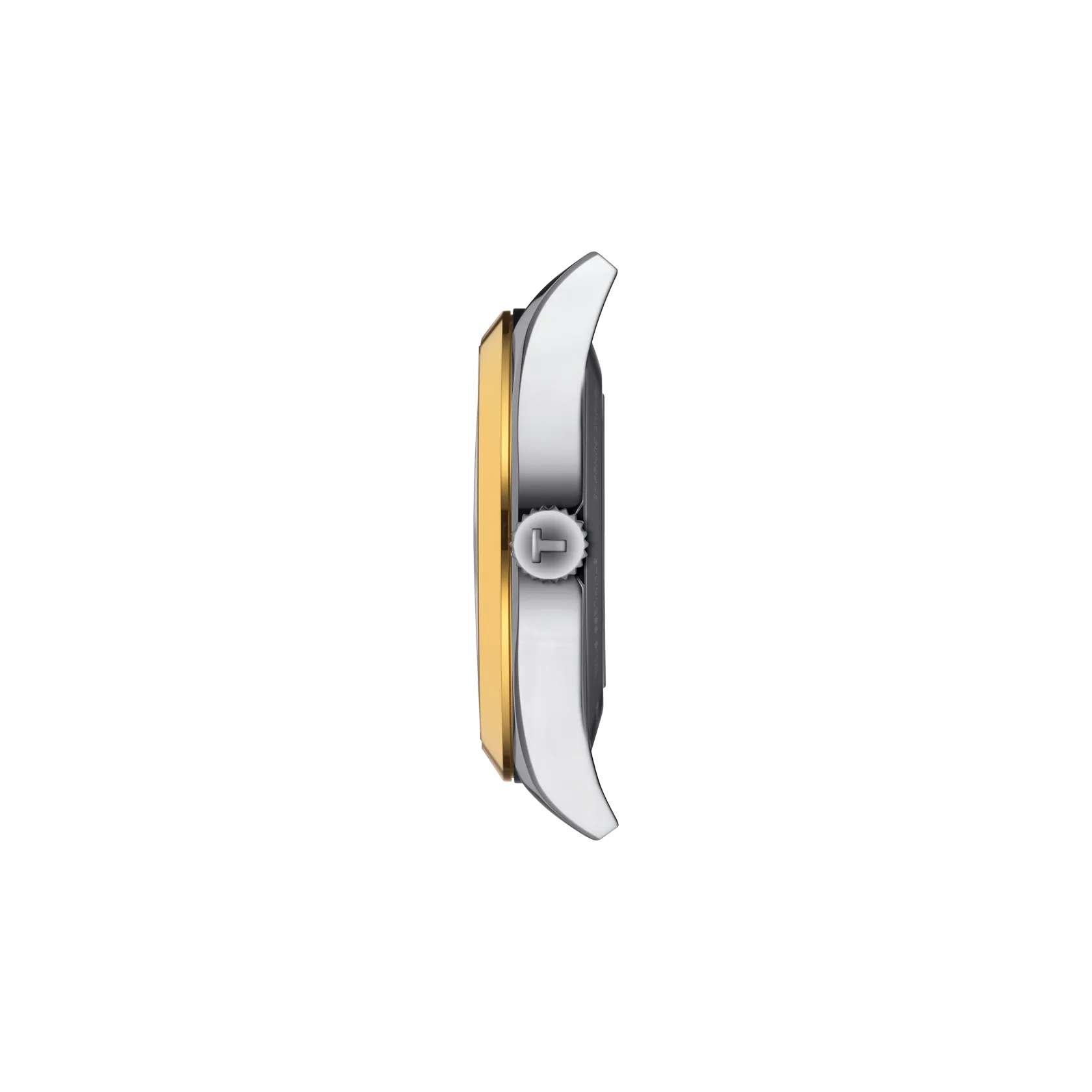 Profile view of the watch case Tissot Gentleman Gold Bezel 40mm