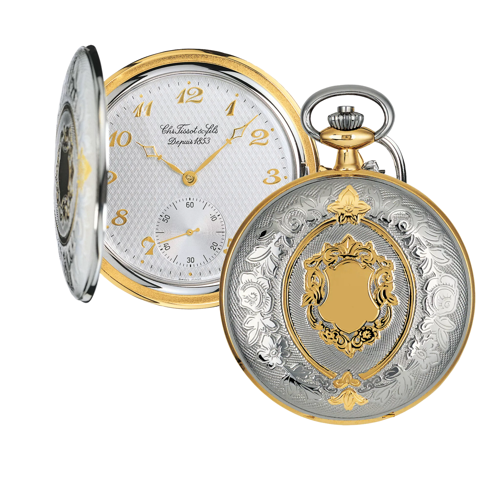 มุมมองด้านหน้าของนาฬิกา Tissot Savonnette Mechanical