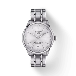 Front view of the watch Tissot Chemin des Tourelles Powermatic 80 39 mm with shadow