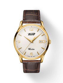 Front view of the watch Tissot Heritage Visodate with shadow