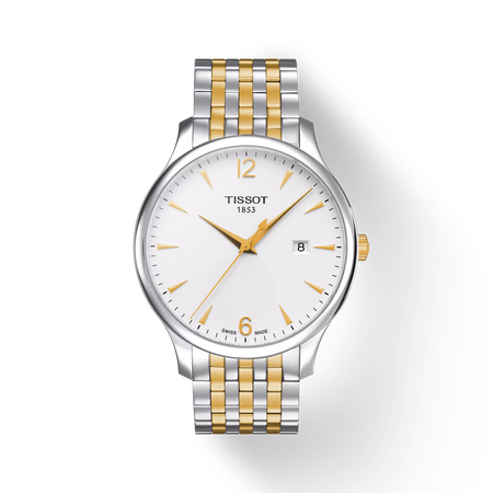 Front view of the watch Tissot Tradition with shadow