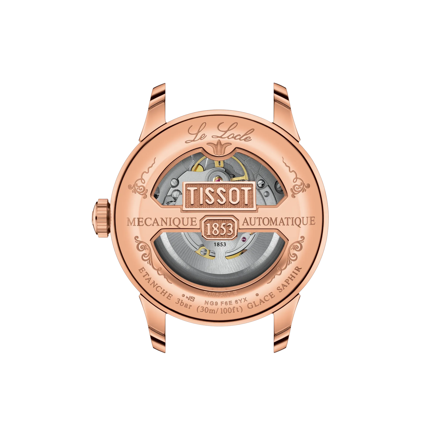 Back view of the watch case Tissot Le Locle 39.3mm