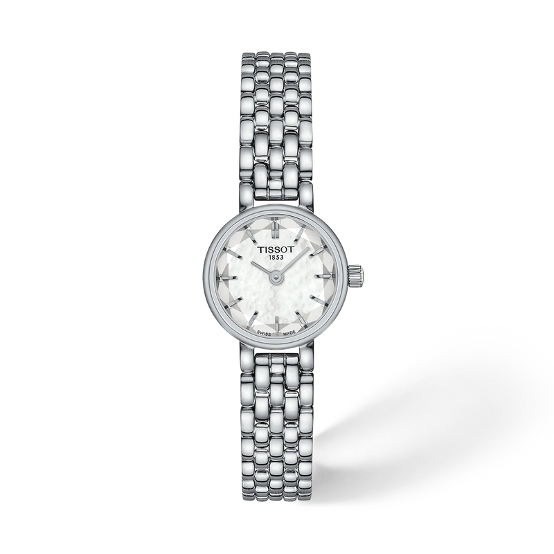 Vue de face de la montre Tissot Lovely Round 19.5mm avec ombre