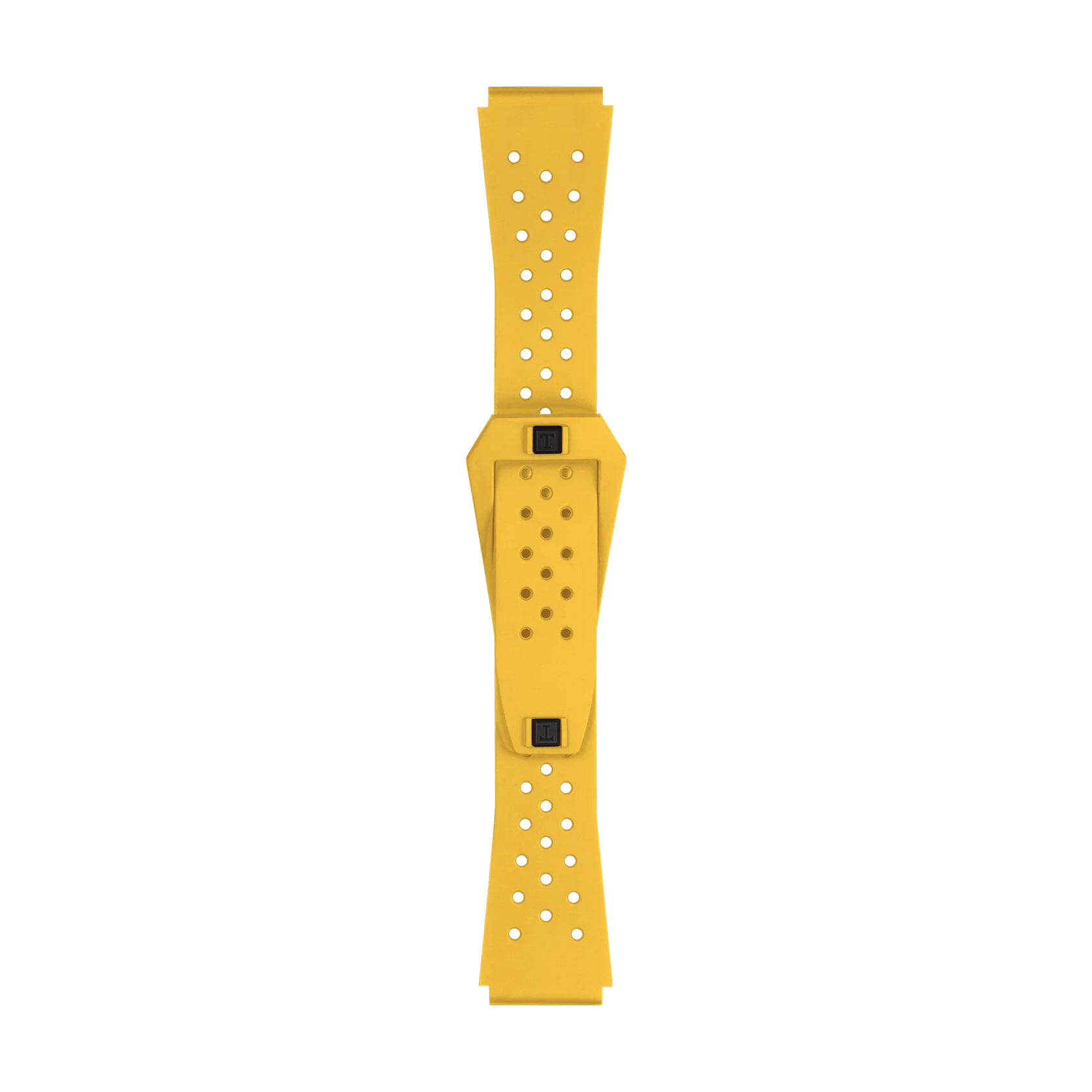 Front view of Tissot Official Yellow Sideral Rubber Strap