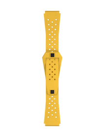 Front view of Tissot Official Yellow Sideral Rubber Strap