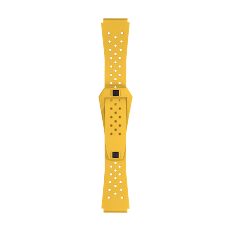 Front view of Tissot Official Yellow Sideral Rubber Strap