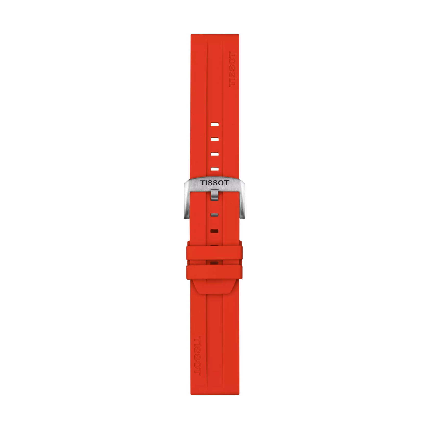 TISSOT レッド シリコン ストラップ 22mmの正面図
