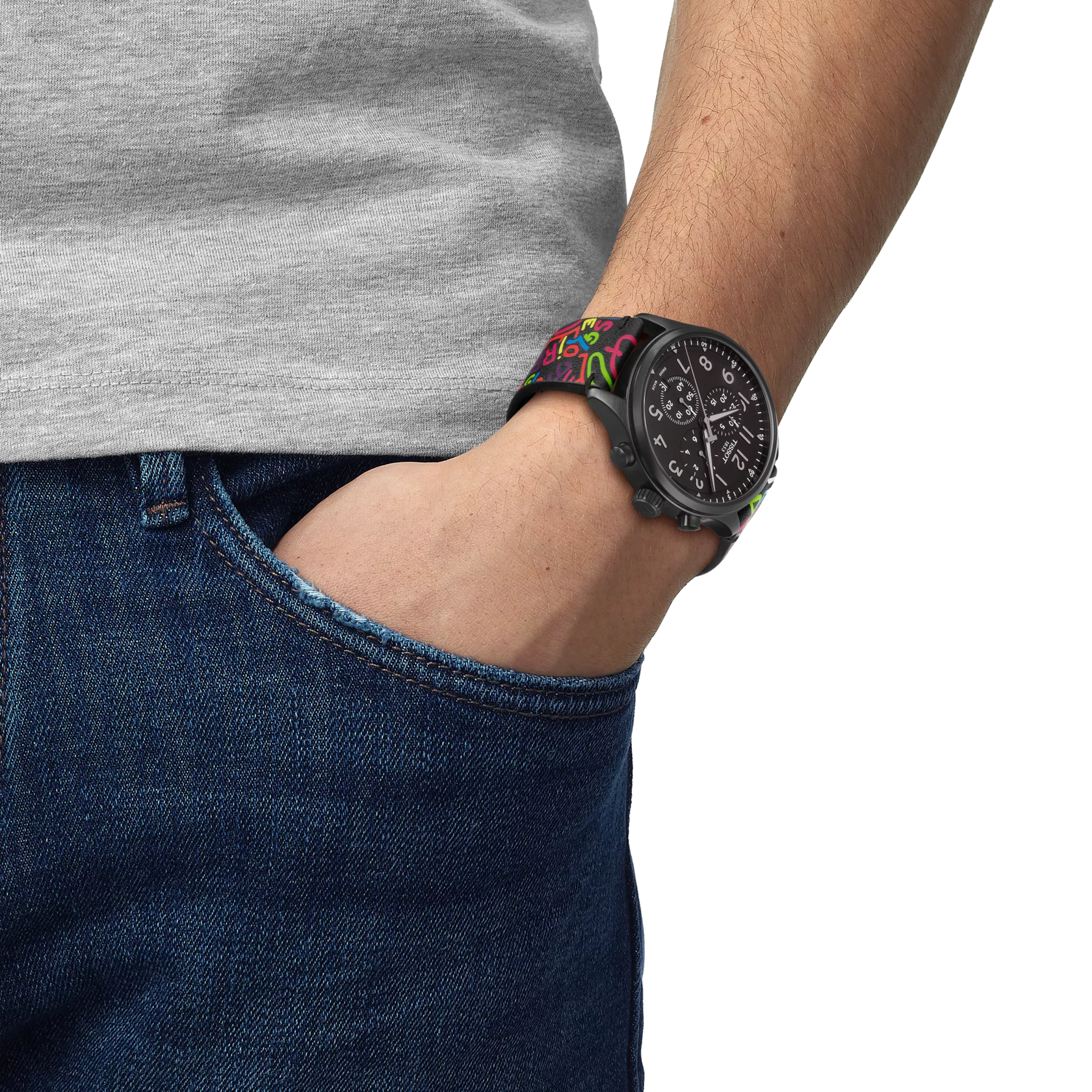 Simulation of the watch Tissot Chrono XL Special Edition Roglic on a wrist