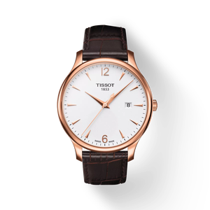 Front view of the watch Tissot Tradition with shadow