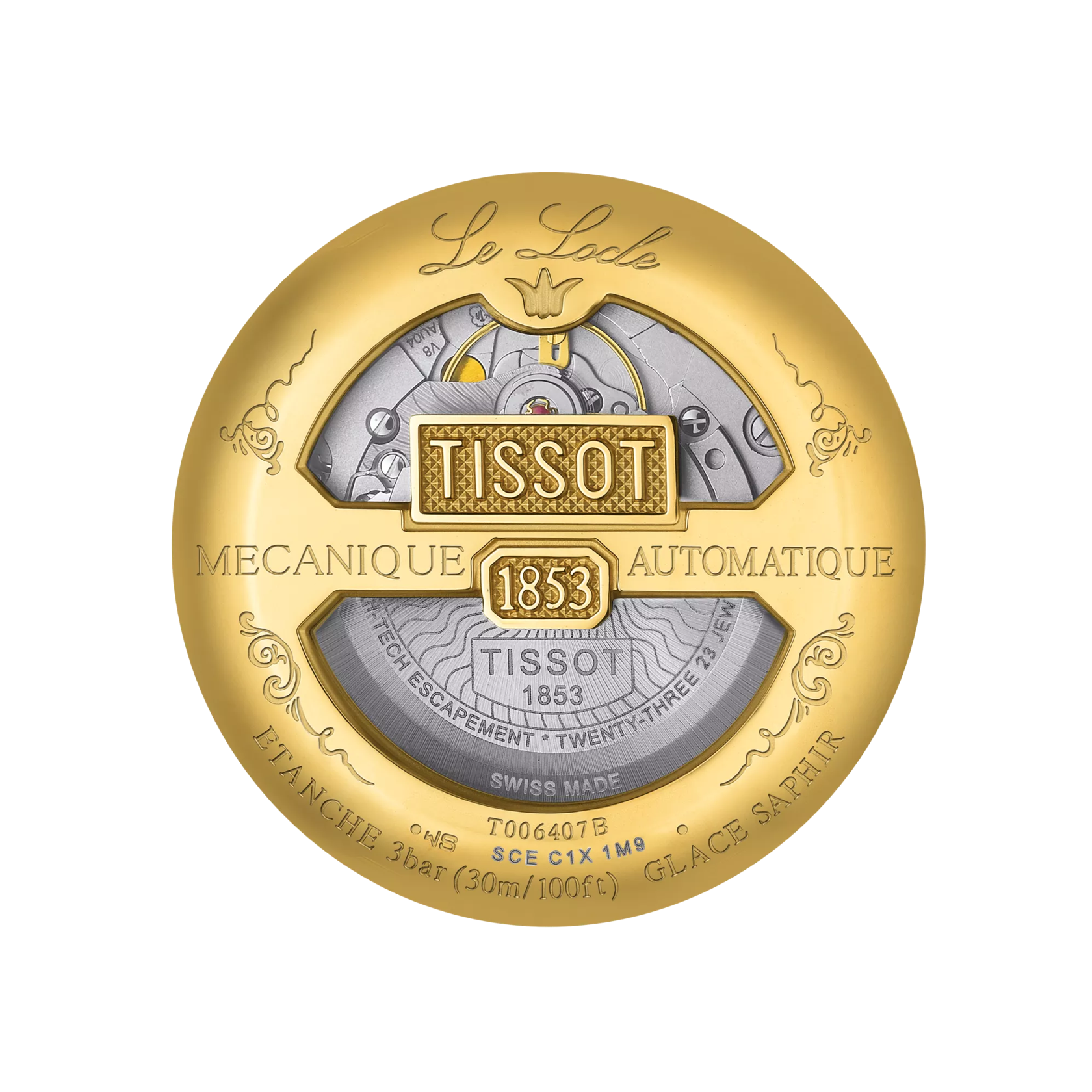 Back view of the watch case Tissot Le Locle Powermatic 80