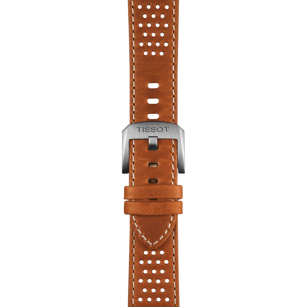 확대 티쏘 공식 라이트 브라운  레더 스트랩 러그 20 mm