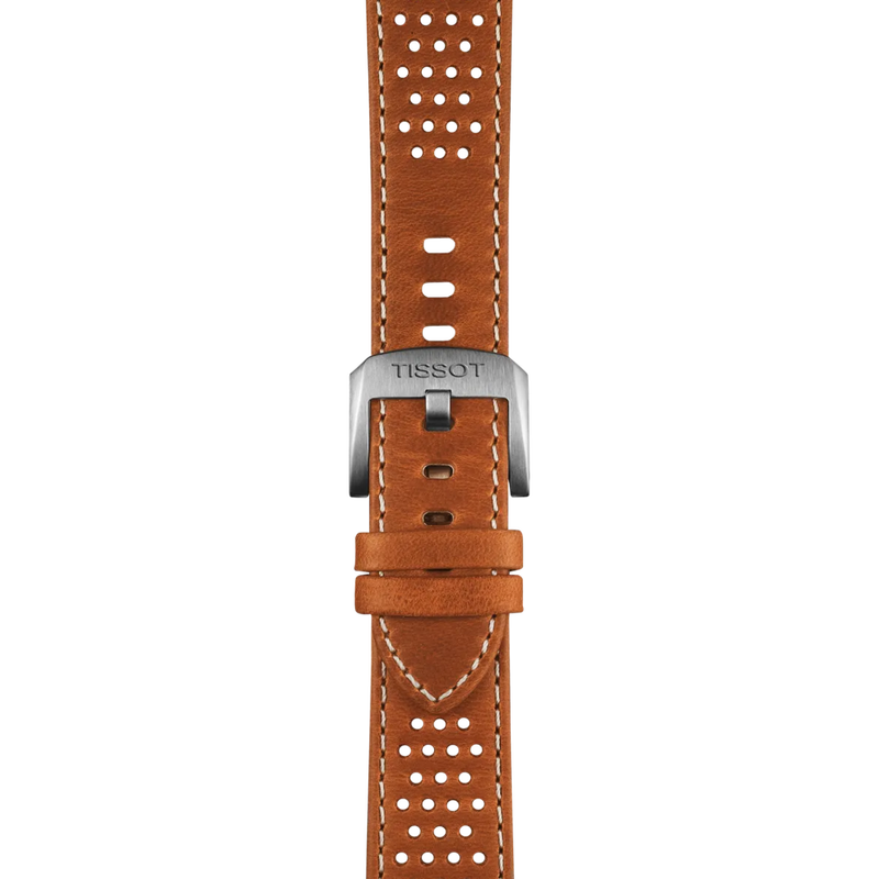 확대 티쏘 공식 라이트 브라운  레더 스트랩 러그 20 mm