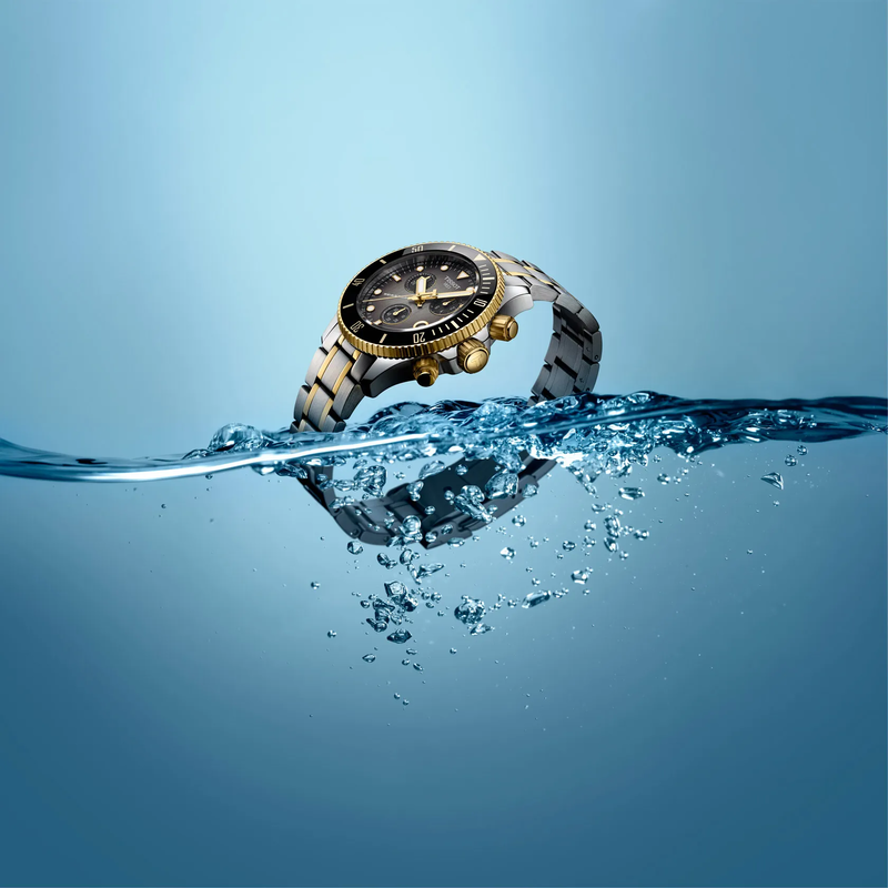 Tissot Seastar 1000 38mm watch on a colored background