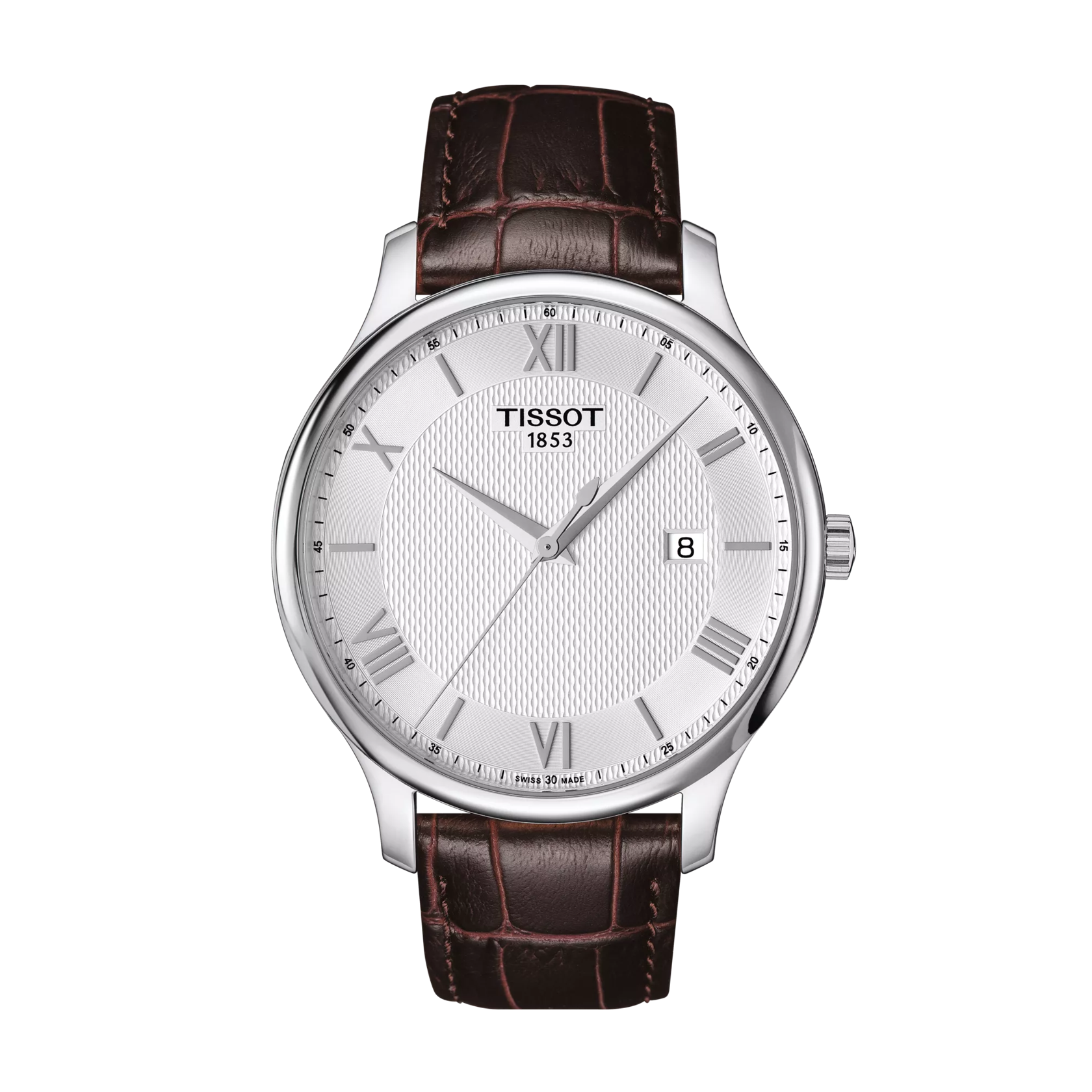 Vista frontal del reloj Tissot Tradition 42mm