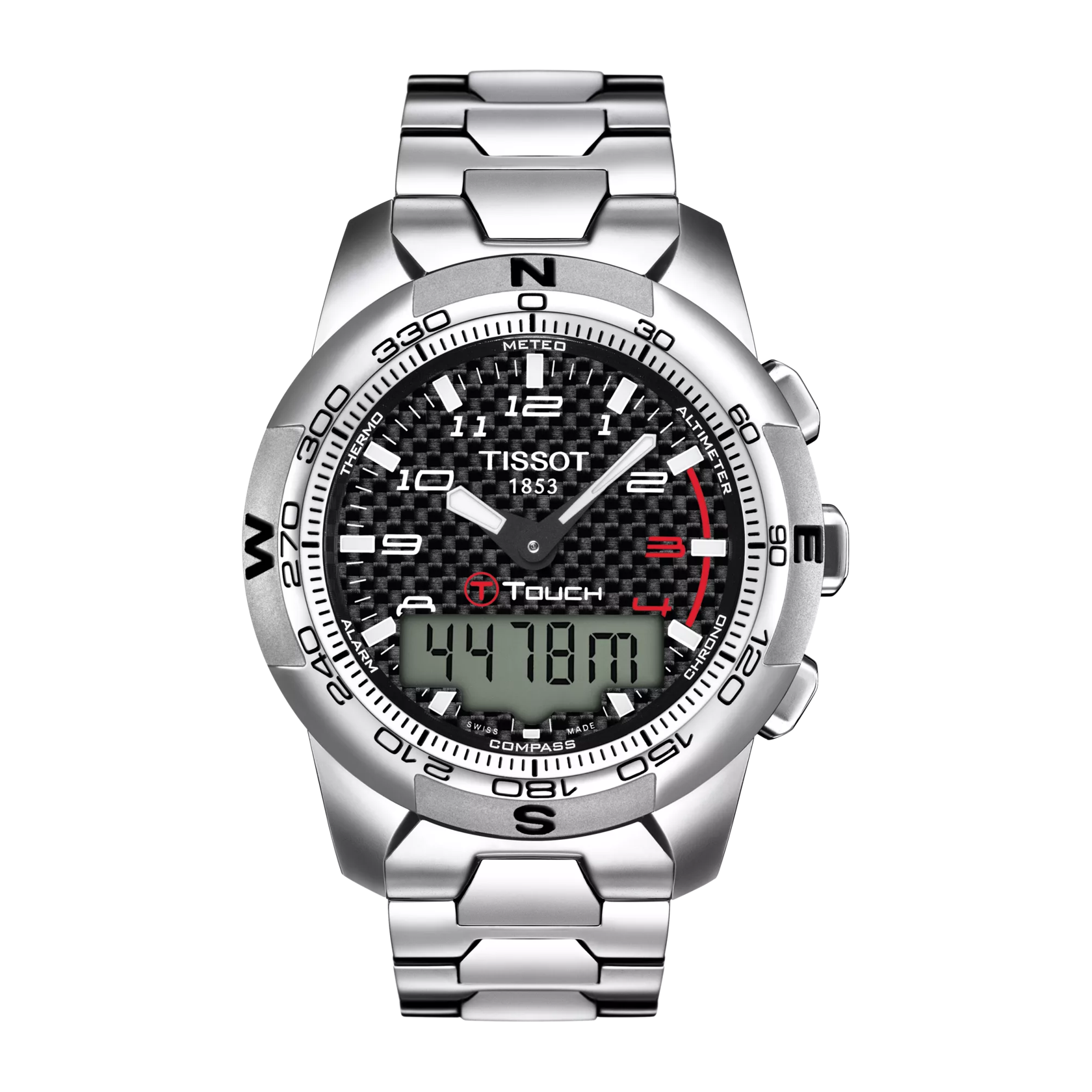 Front view of the watch Tissot T-Touch II Titanium