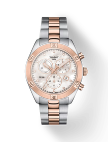 Front view of the watch Tissot PR 100 Sport Chic 38mm with shadow