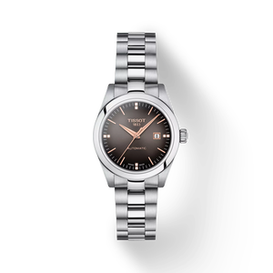 Front view of the watch Tissot T-My Lady Automatic with shadow