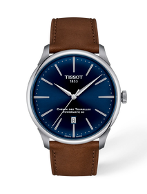 Front view of the watch Tissot Chemin des Tourelles 42mm with shadow