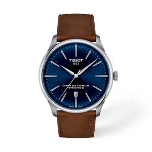 Vue de face de la montre Tissot Chemin des Tourelles 42mm avec ombre