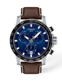 Front view of the watch Tissot Supersport Chrono 45.5mm with shadow