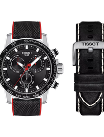 Front view of the watch Tissot Supersport Chrono Vuelta Special Edition with additional bracelet