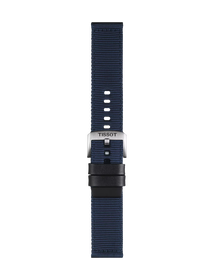 Front view of bracelete oficial Tissot tecido azul  22 mm
