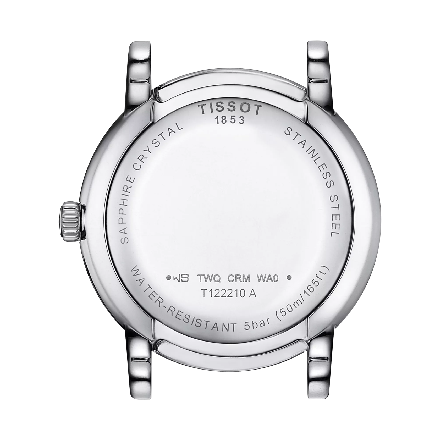 Vista posterior de la caja del reloj Tissot Carson Premium Lady