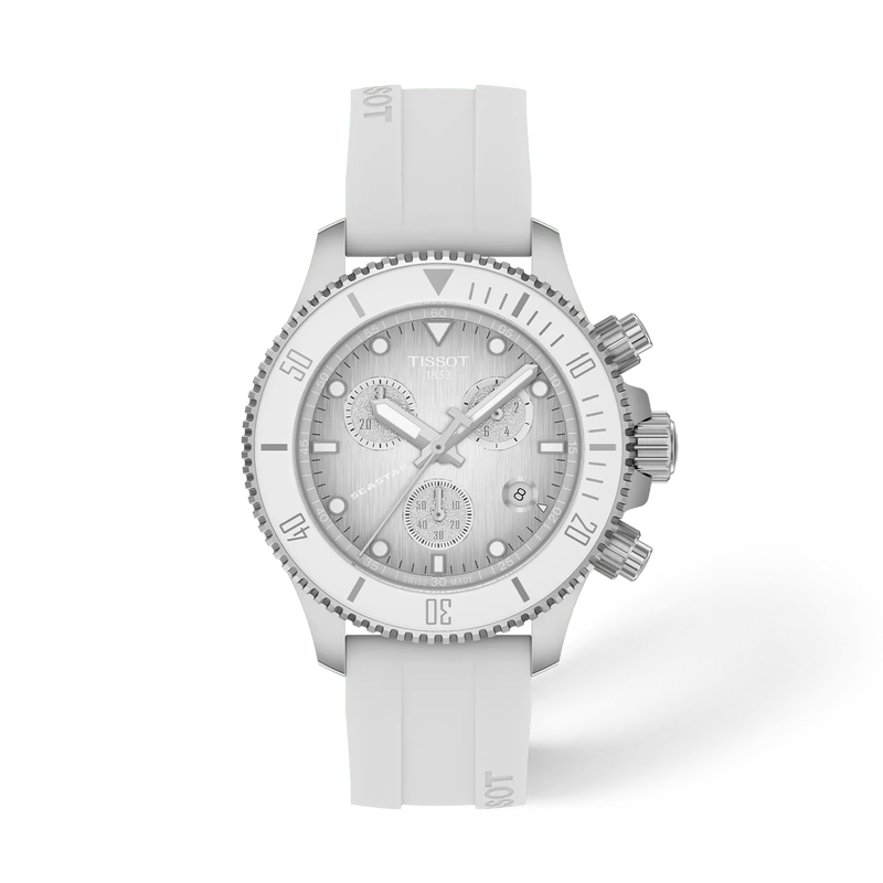 Front view of the watch Tissot Seastar 1000 38mm with shadow