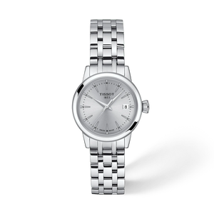 Vista frontal del reloj Tissot Classic Dream 28mm con sombra