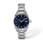 Vooraanzicht van het horloge Tissot PR 100 Jungfraubahn 34mm met schaduw